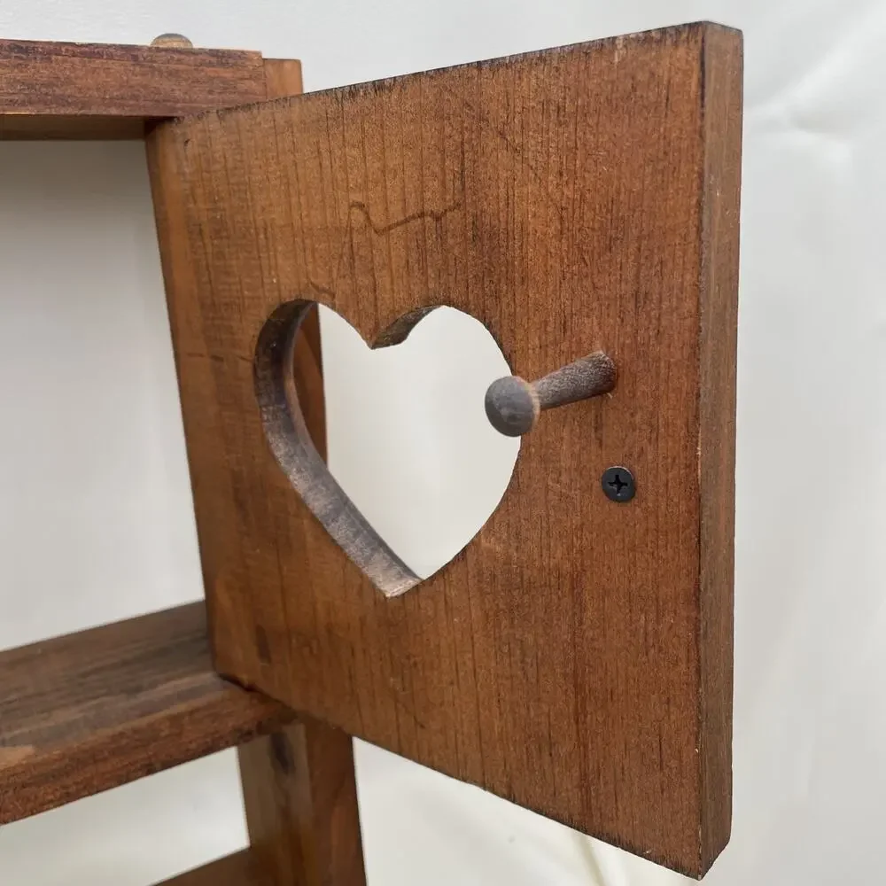 Vintage Wood Shelf With 1 Cutout Heart Door